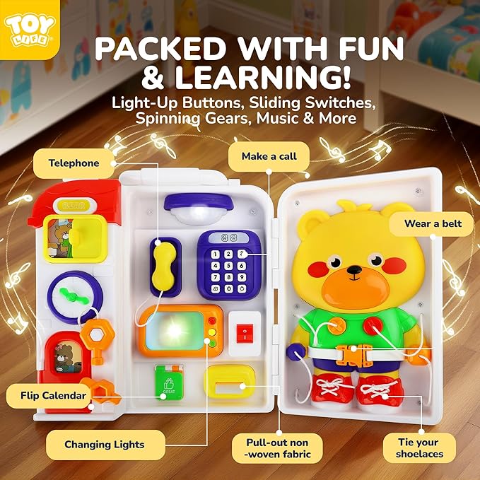 TOY Life Montessori Busy Board for 1-2 Year Old, 20‑in‑1 Baby Musical Toddler Toys, Fine‑Motor & Early Educational Baby Montessori Toys for Toddler 1‑3 Year Old Boys Girls Christmas Birthday Gift
