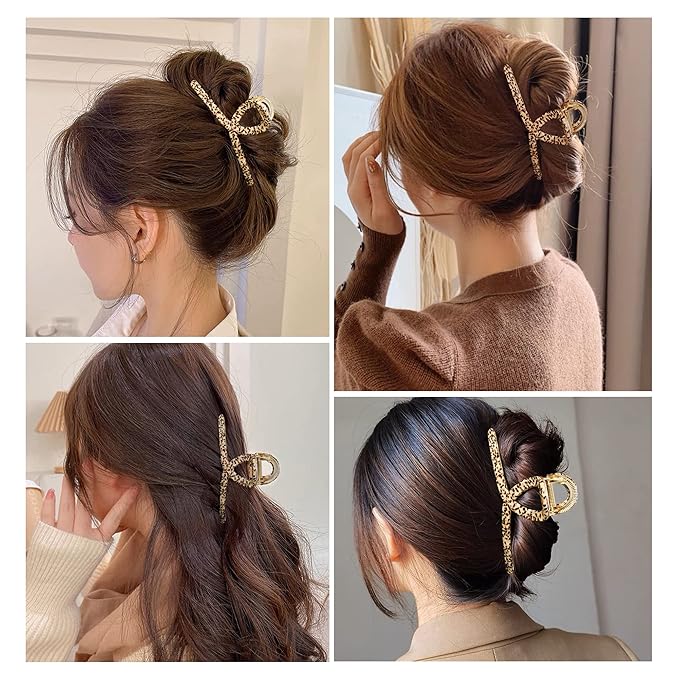 Big Butterfly Hair Claw Clips for Women - 4.7" Acetate Metal Hair Clips, Large Size Hair Accessories for Long, Thick Hair (Brown Leopard)