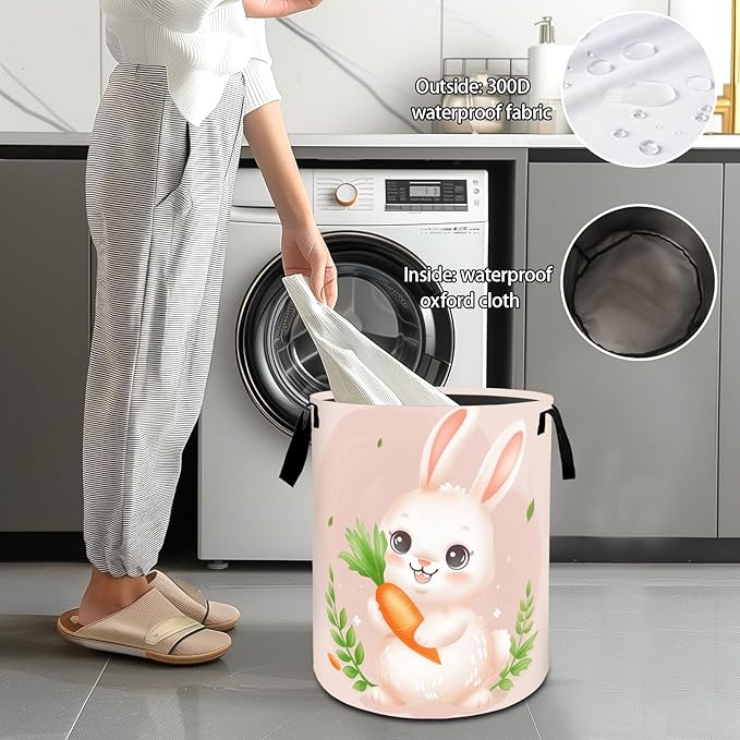 VODRM Highland Cow Floral Laundry Basket, Dirty Collapsible Clothes Toy Organizer Hamper for Kids Adults, Oxford Cloth Waterproof Storage Bin for Bedroom Bathroom Home Decor Gifts, 19.7"X15.7"