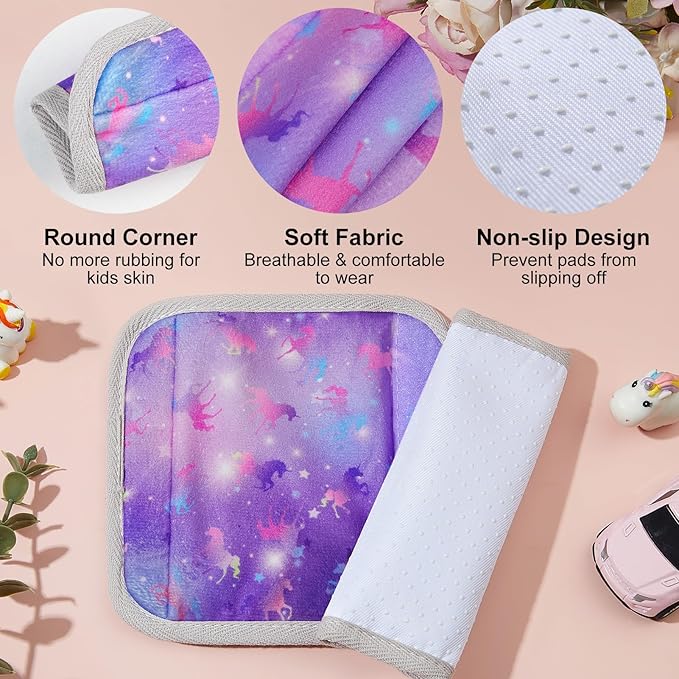 Seat Belt Cover Pad for Baby, Soft Seatbelt Cushion Covers for Kids 2Pcs Car Seat Strap Shoulder Pads for All Car Seats, Stroller, High Chair, Purple