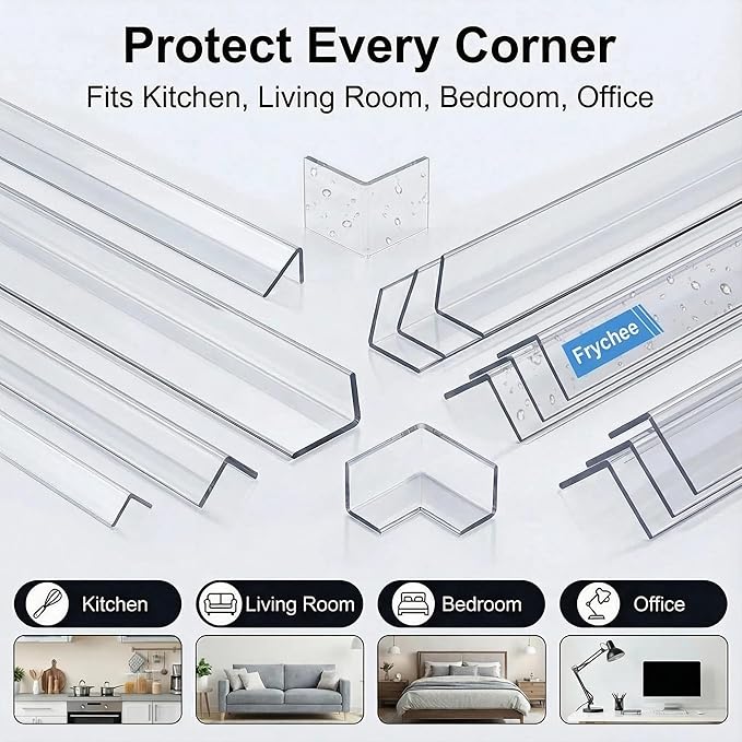 Clear Corner Protectors –Self-Adhesive Baby Proofing Safety Bumpers for Walls, Furniture, Cabinets & Desks – Freely Spliced to Meet Your Needs(36PCS, 2.5x60.96cm/1.0x24in)