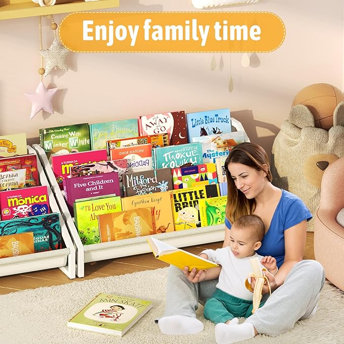 Toddler Bookshelf,Montessori Bookshelf,Bookshelves for Toddlers and Nursery,4 Tier Baby Bookshelves for Kids Rooms,Nursery,Playroom,Baby Room, Small Children Classroom