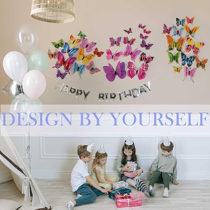 OPSEAM Butterfly Wall Decor 24/48 PCS, 3D Butterflies Stickers for Party Decorations with Magnets (Swallow, 48)