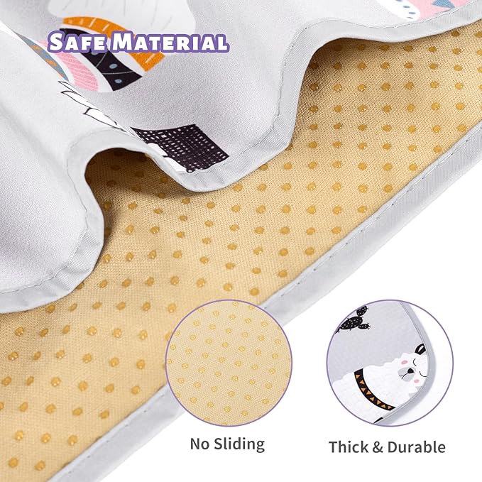 DFHY Waterproof Baby Splat Mat for High Chair and Floor, 51.18 x 51.18 Inch Wipeable, Washable & Anti-Slip Food Mat, Cactus Alpaca Design