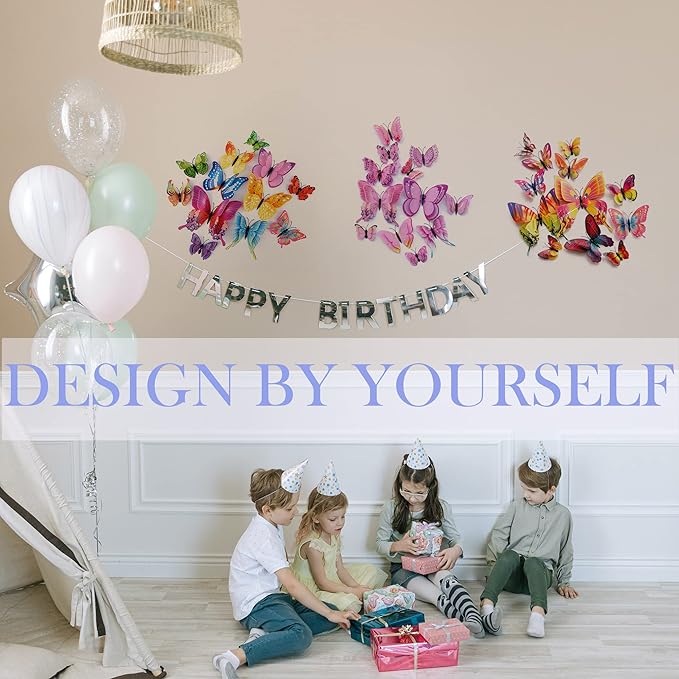 OPSEAM Butterfly Wall Decor 24/48 PCS, 3D Butterflies Stickers for Party Decorations with Magnets(Colorful, 24)