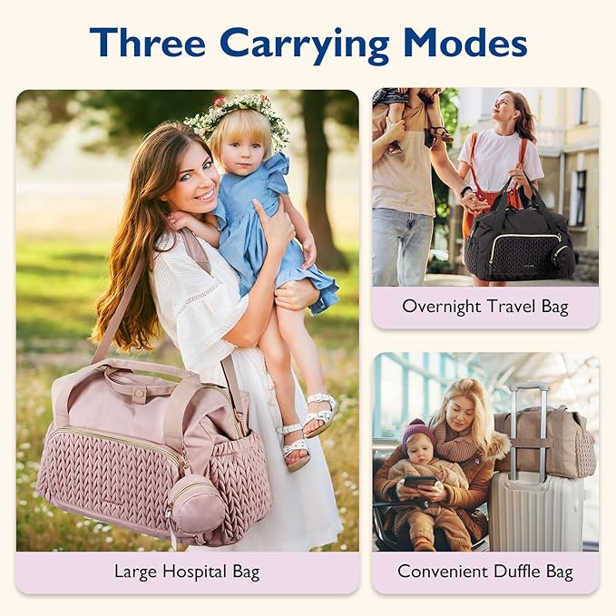 mommore Diaper Bag Tote, Large Capacity Travel Diaper bags, Hospital Bag for Labor Delivery, Baby Bag with Pacifier Case | Hospital Bag, for Labor Delivery, Baby Bag, with Pacifier Case