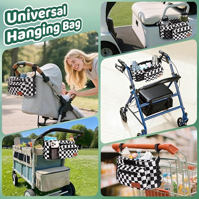 Guiseapue Universal Stroller Organizer with Cup Holder: Baby Essentials, Stroller Caddy with Shoulder Strap, Detachable Phone Bag, Stroller Accessories, Chirstmas New Moms Baby Gifts