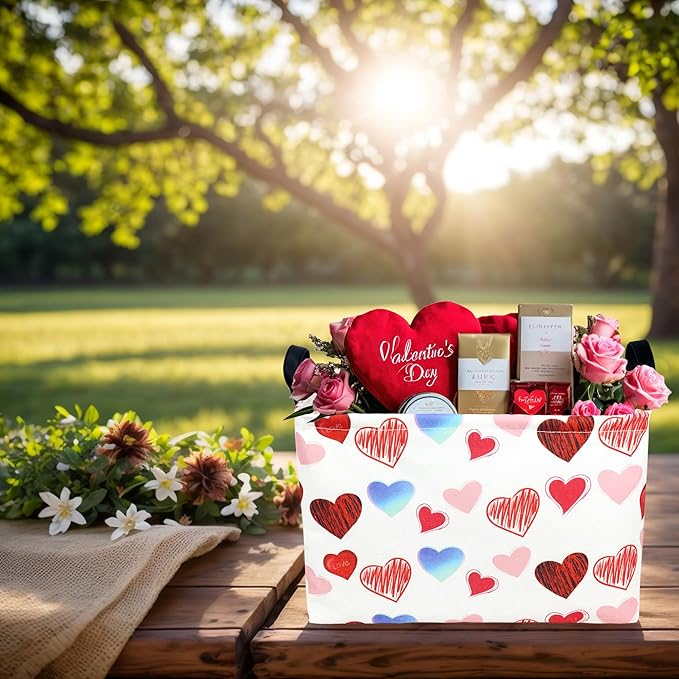 ASKETAM Valentine's Day Basket Gift for Empty Cute Heart Large Storage Bin for Kid and Baby Room Décor (Beauty Love)