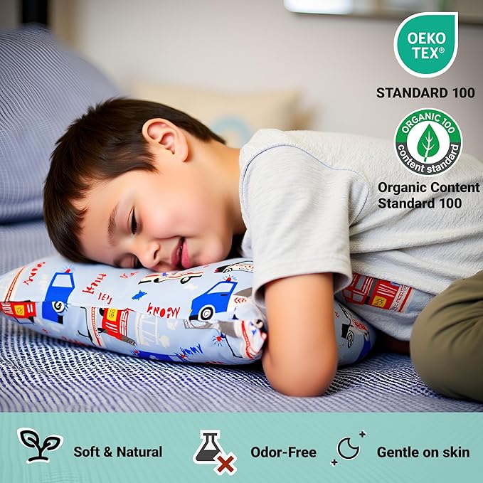 ZPECC Toddler Pillow with Pillowcase - 13x18 Organic Cotton Hypoallergenic Kids Pillow, Baby Essentials for Travel Crib Daycare Stroller (Intended for Age 2 and up) Car