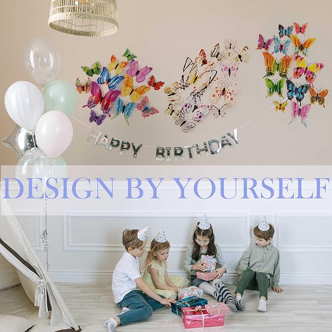 OPSEAM Butterfly Wall Decor 24/48 PCS, 3D Butterflies Stickers for Party Decorations with Magnets (White, 24)