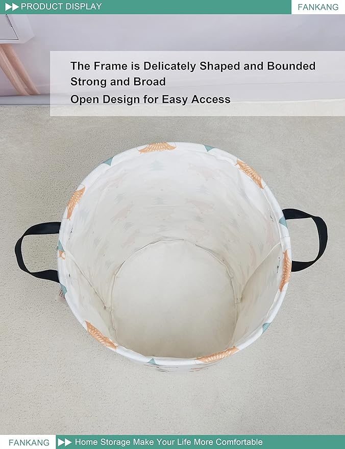 FANKANG Storage Basket, Nursery Hamper Canvas Laundry Basket Foldable with Waterproof PE Coating Large Storage Baskets for Kids Boys and Girls, Office, Bedroom, Clothes,Toys（Fox ）