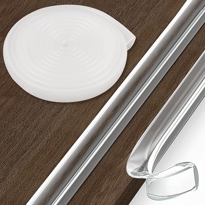 Baby Proofing, Edge Protector 100% Silicone, Soft Corner Protectors for Kids, Pre-Tape Adhesive Edge Guard for Kids Safety, Child Drawer Furniture Cabinet Bumper (9.84ft 0.6x0.6in(Width))