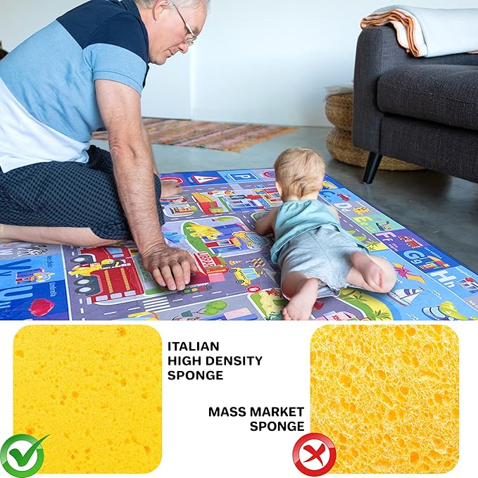QUOKKA Baby Mat for Floor Play for Babies 6-12 Months – Super Soft Baby Floor Play Mat for Toddlers 1-3 – ABC City Large Thick Plush Rug for Nursery – Padded Foldable Activity Infant Playroom Carpet