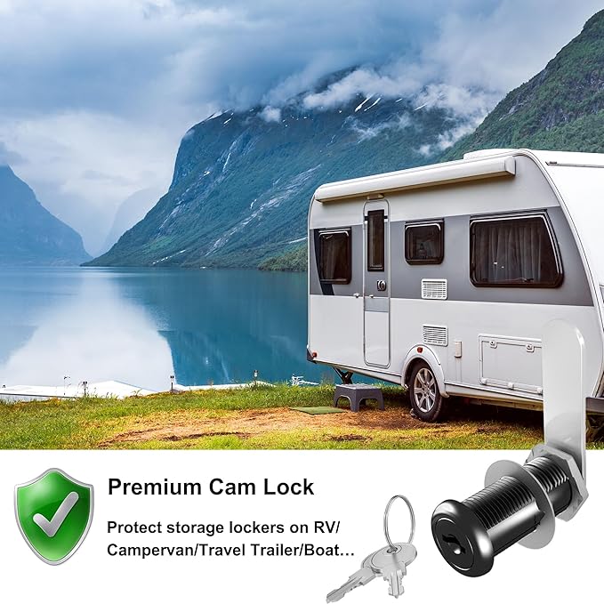 3 Pcs Cabinet Locks with Keys, 1-1/2'' Cam Lock Keyed Alike Fit 1-3/8'' Max Panel, Secure RV Locks for Cabinet Drawer Mailbox Lock Replacement, Zinc Alloy