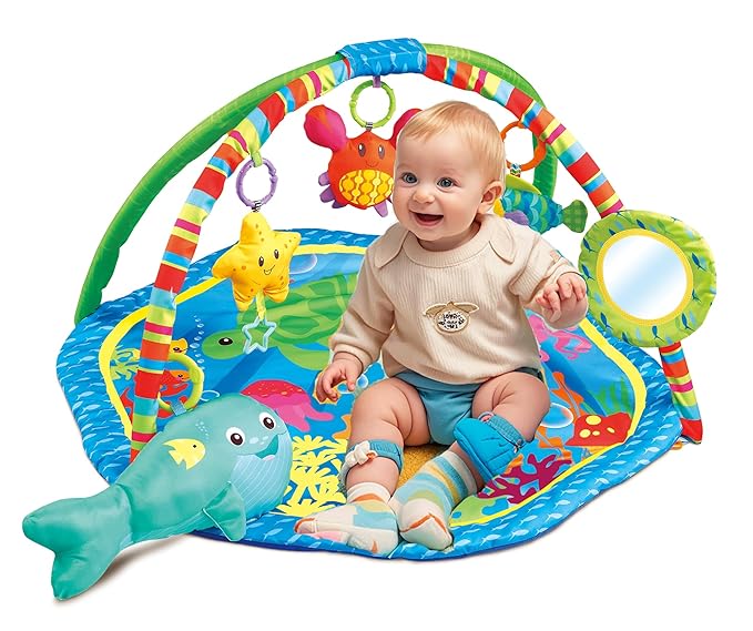 EMILYSTORES Baby Activity Play Gym Mats Ocean Park with Arches, Activity Toys, Animals Toys (L30 x W30 Inch)