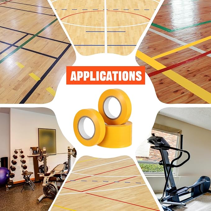 Frienda Floor Vinyl Tape 1/2inch Floor Marking Court Tape Outdoor Playing Field Marking Equipment for Social Distancing Gyms, Athletics, Equipment
