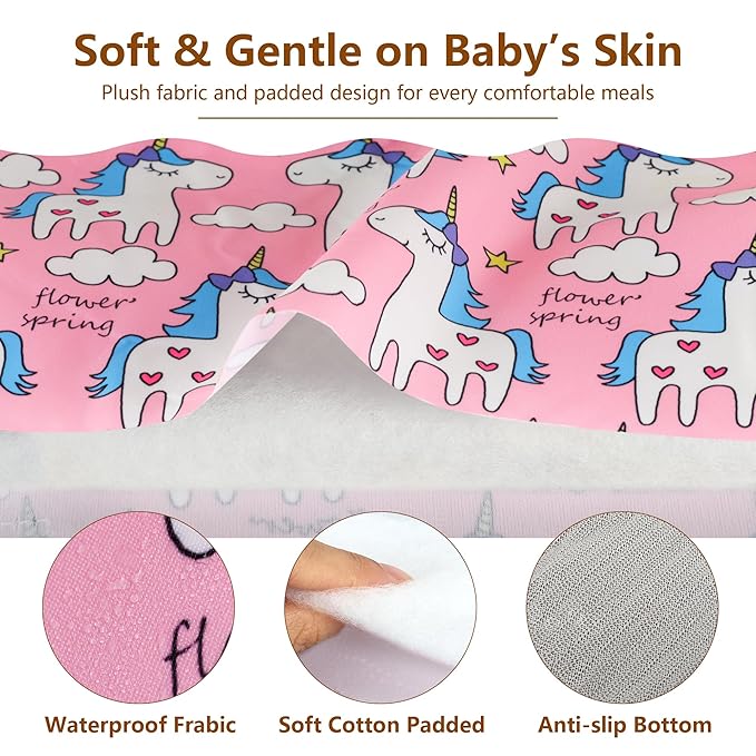 High Chair Cover for Baby Restaurant: Sprouterie Baby High Chair Covers for Restaurant Highchair with Safety Harness Stain and Slip Resistant Waterproof Portable for Outdoor Indoor Eating (Pink)