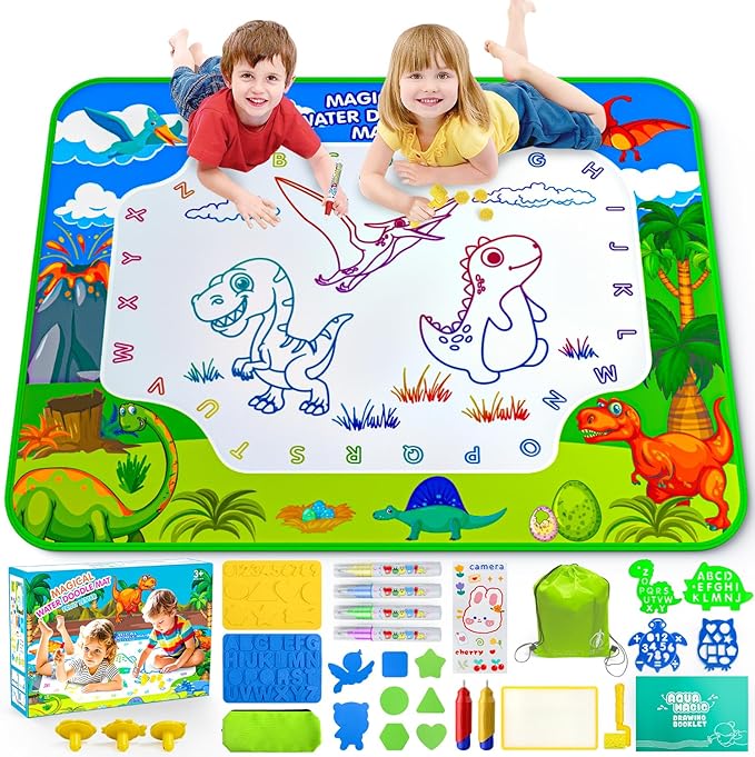 Water Doodle Mat for Kids 32x40 Inch, Mess Free Coloring Mat Educational Toy for 3 4 5 6 7 8 Years Old Girls & Boys, Neon Color Mat Doodle Board Writing Drawing Toys Holiday Christmas Birthday Gifts