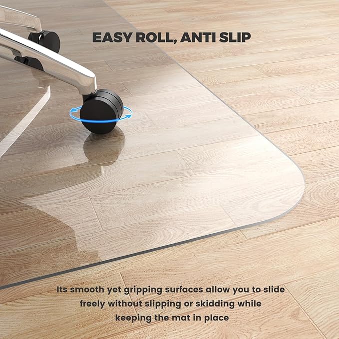 Yecaye Office Chair Mat for Hardwood Floor, 30" x 48" Clear Computer Desk Chair Mat, PVC Heavy Duty Floor Protector for Rolling Chairs, 1.7mm Thick Chair Mat (Transparent, 30" x 48" x0.07'')