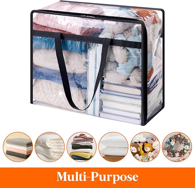 Lifewit 16 Pack Clear Clothes Storage Bags, 40L Plastic Blanket Storage Bag, Vinyl Foldable Moving Bags with Zipper, Closet Organizers and Storage Containers for Bedding, Duvet, Comforter