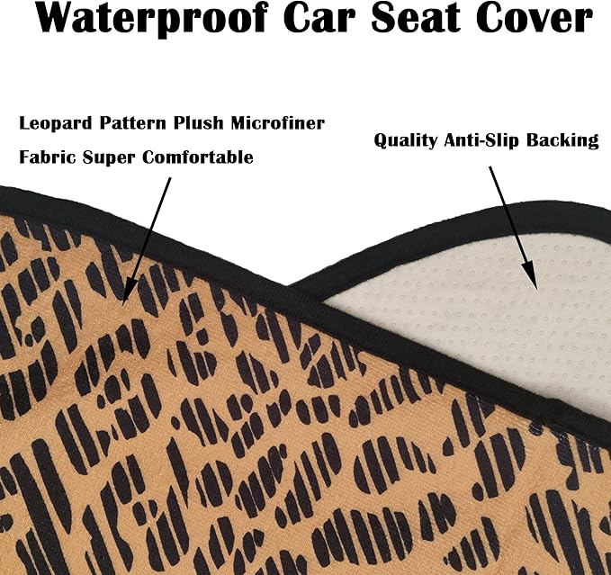LoyaGour Car Seat Cover Protector Front Seats,for Gym Workout,Running,Swimming,Beach and Hiking,Waterproof Sweat Towel Bucket Seat Covers for Cars SUV Trucks (Leopard, 1Pcs)