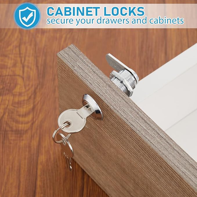 Kenning 24 Sets Cabinet Locks with Keys for Secure Drawer Mailbox RV Storage Box Replacement Lock, Zinc Alloy(1-1/2''Cylinder Length, 1.3'' Max Panel Thickness)