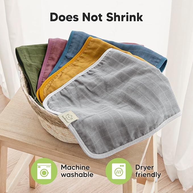 KeaBabies Cotton Muslin Burp Cloths Baby Boy, Girl - 5-Pack Soft & Absorbent Burping Cloth for Babies, Large Baby Towels & Washcloths for Newborn, Spit Up Rags, No Shrink, 20x10" (Corals)