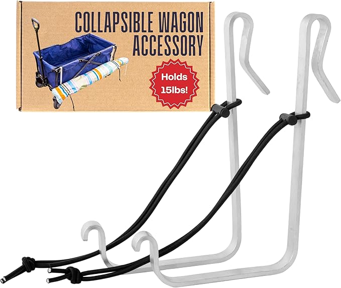 Extra Large Wagon Hooks for Camp Chairs and Umbrellas – Heavy Duty Wagon Accessories for Beach Trips, Camping, Sports Events, Travel, and Stroller Wagons