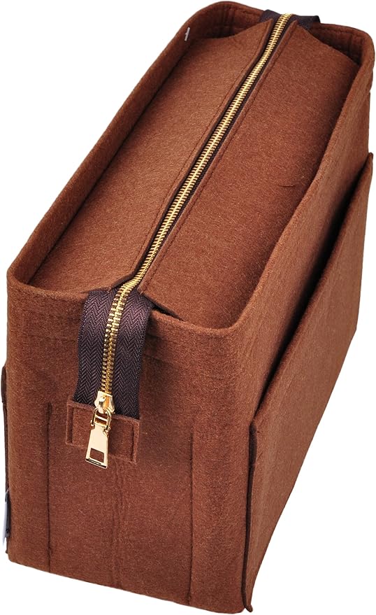 Vercord Felt Zipper Handbag Tote Purse Duffel Backpack Organizer Insert Coffee Medium