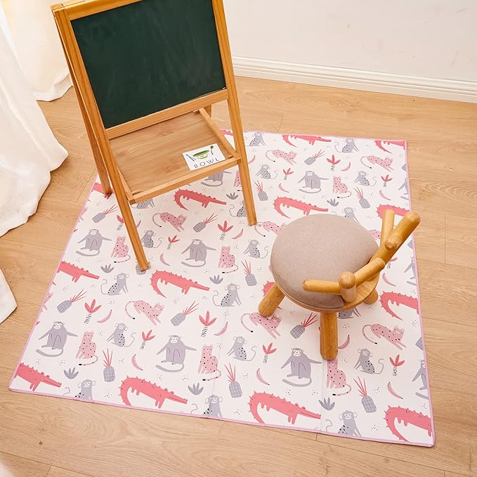 CoolaPeach Splat Mat for Under High Chair/Arts/Crafts, Washable Baby Spill Mat Waterproof Non-Slip Floor Splash Mat, Portable Play Mat and Table Cloth (Crocodile, 43"x 43")