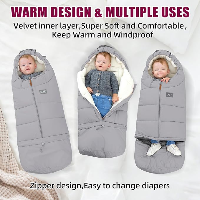 LAT Baby Warm Bunting Bag Universal,Extended and Removable,Stroller Sleeping Bag Cold Weather,Waterproof Toddler Footmuff