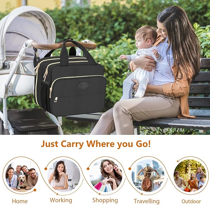 PIIOSER Breastmilk Cooler Travel Bag with Ice Pack, Compatible with Wearable Breast Pumps & Accessories - Breastfeeding On The Go for Nursing & Working Moms, Black