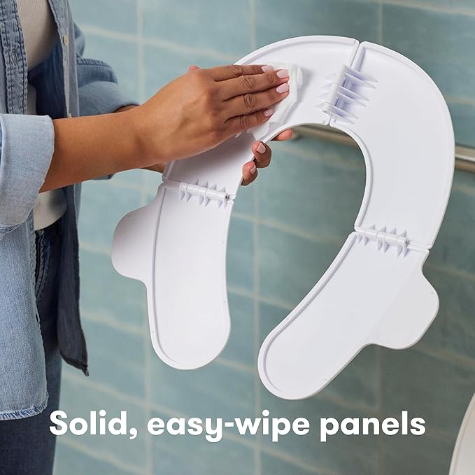 Frida Baby Fold-and-Go Portable Potty Seat for Toilet,Foldable Travel Potty Seat for Toddler,Fits Round & Oval Toilets,Non-Slip Base,Handles,Includes Free Travel Bag,(Pack of 12)