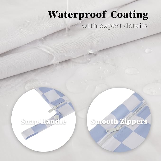 Ohocut Blue Checkered Waterproof Wet Dy Diaper Bag for Baby Essentials, Travel, Swimsuit, Beach Bag Accessories, Aesthetic Trendy Cute Toddler Baby Bag Pouch, Pack of 2