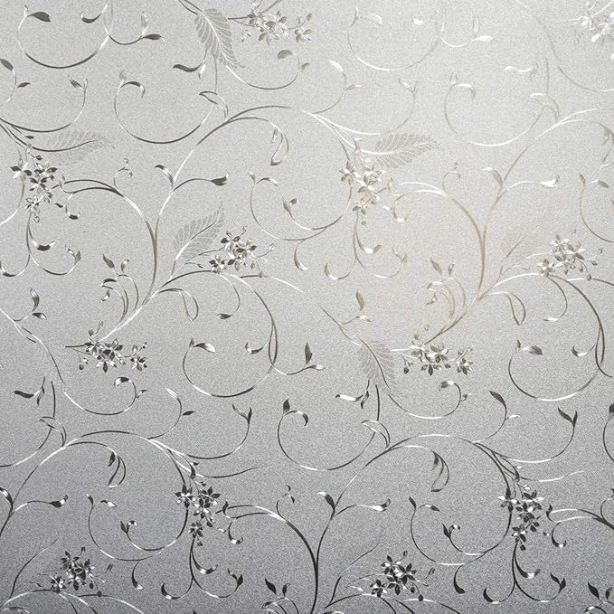 Niviy Summer Window Clings Window Privacy Film Wheat Flower Frosted Windows Glass Film No Glue Door Windows Covering for Office and Home Decoration,23.6 inches by 78.7 inches