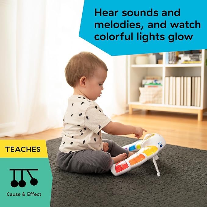 Baby Einstein Glow & Discover Light Bar Musical Toy, Activity Station, Sitting Up and Tummy Time Toy, Color and Animal Learning Toy, Infant Ages 3 Months+