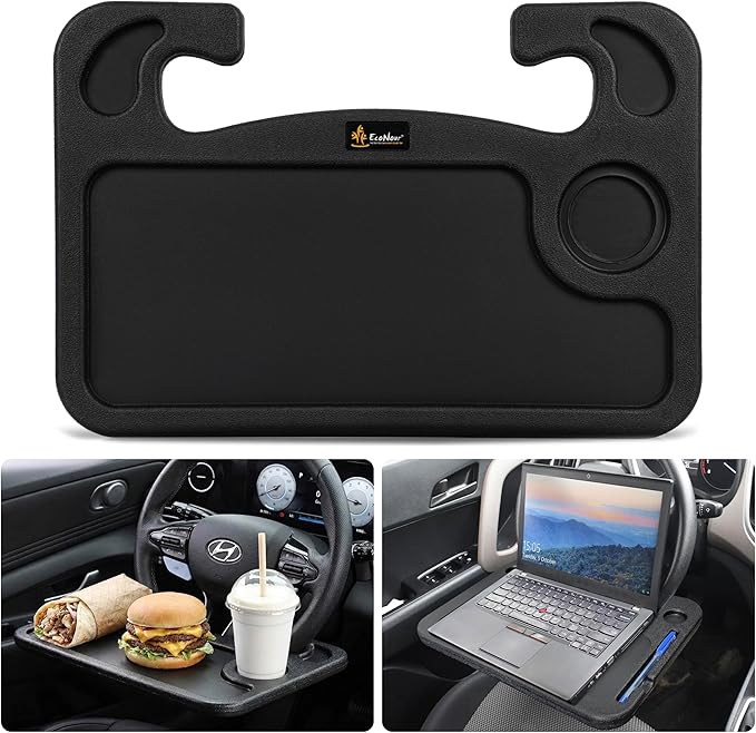EcoNour Steering Wheel Desk Tray Compatible for Hyundai Elantra 2011-2026 | Car Laptop Mount Tray with Pen Holder | Food & Drink Holder | Multipurpose Travel Car Accessories