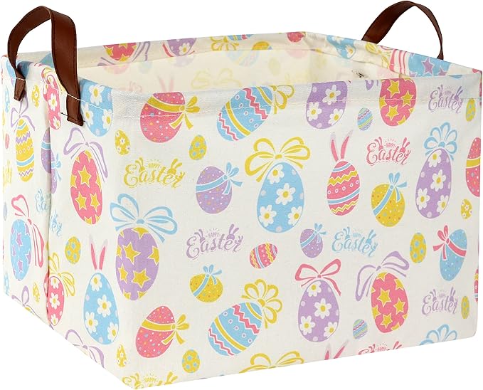 TIBAOLOVER Rectangular Kids Storage Bin Basket Organizer for Baby Room Decor & Easter Gifts