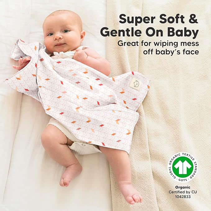 Organic Burp Cloths Baby Boy, Girl - 6-Pack Large 100% Cotton Burping Cloths for Babies, Spit Up Rags, Super Absorbent, Ultra Soft Newborn Rag, Gender Neutral, Machine Washable, Durable (Prism)