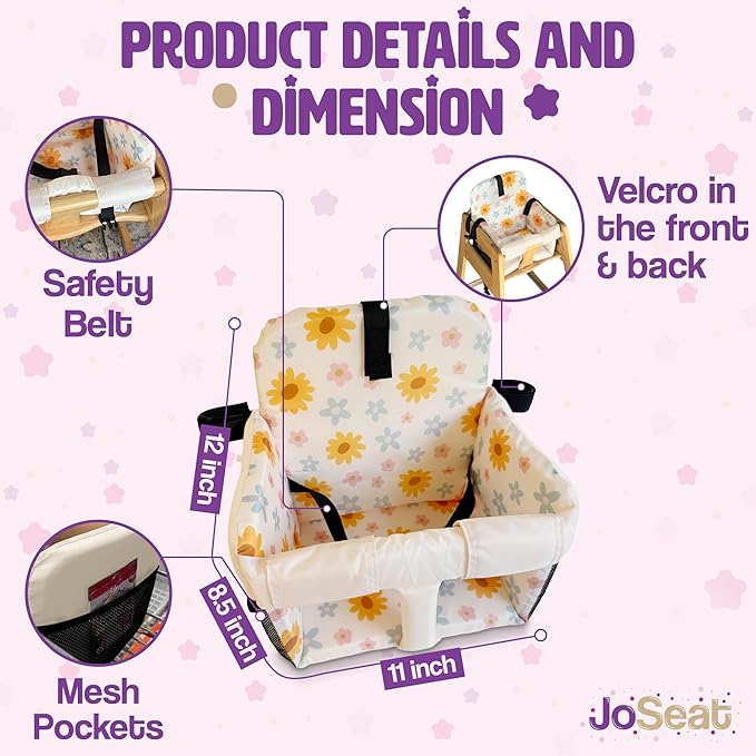 Shopping Cart Seat Cover for Baby, High Chair & Grocery Seat Protector, Padded Chair Covers for Restaurant Seats, Unisex Machine Washable Grocery Cart Liner & Swing Insert – Floral