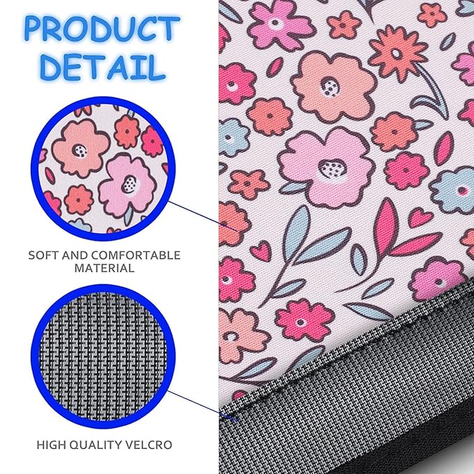 YR Seat Belt Cover for Kids, Soft Comfort Seat Belt Cushion for Children, Cute Cartoon Pattern Car Seat Belt Pads Cover for Girls and Boys, 1 Pack (Pink Floral)