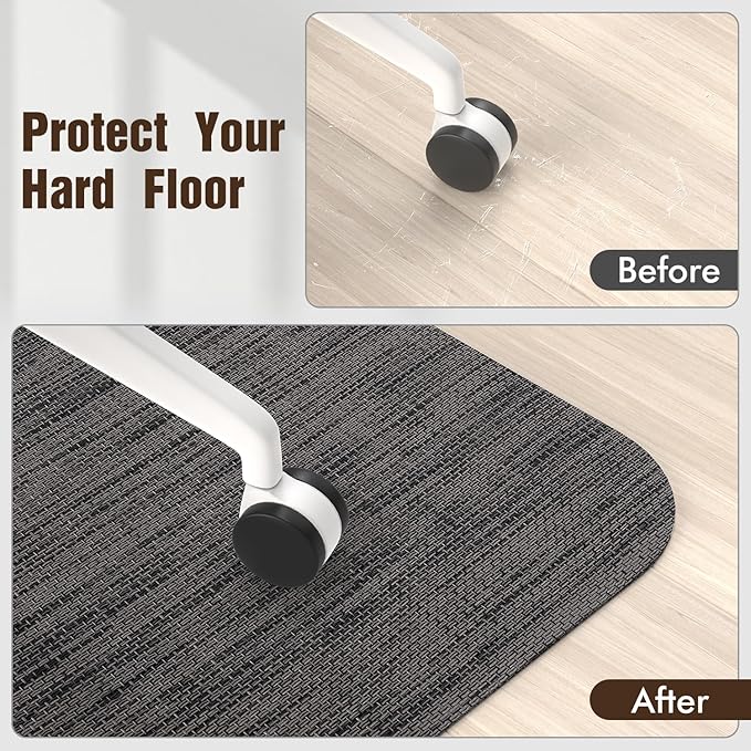 Blvornl Office Chair Mat for Hardwood Floor and Low Pile Carpet, 47.2"x 60" Desk Chair Mat for Hard Wood, Anti-Slip Hard Floor Protector Rolling Chair Mats, PVC Mat Desk Rug for Home, Black