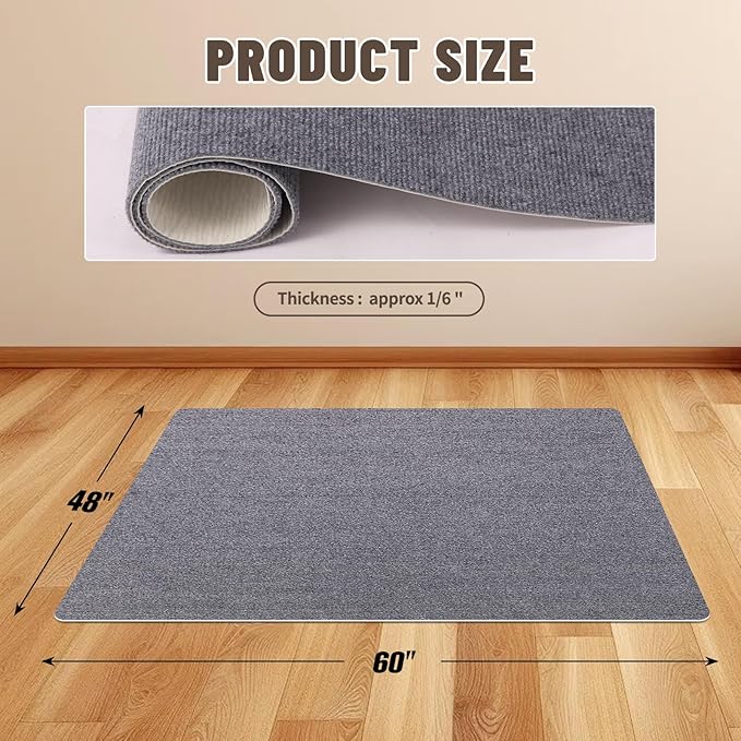 Office Chair Mat - for Hardwood Floors, Large Non-Slip Easy-Clean Floor Protection Blanket (Grey, “60x 48in”).