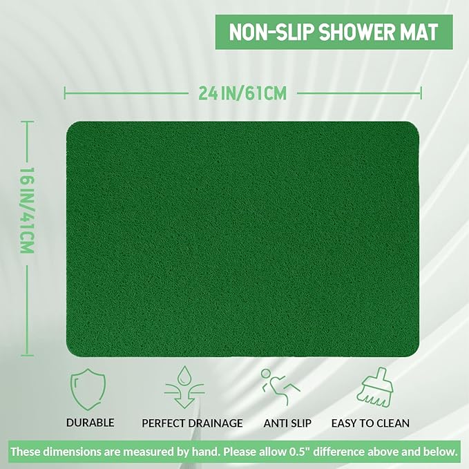 Hargiis Non-Slip Bathtub Mat, Anti Slip Shower Mat, Fast Drying Bathtub Mats, Foot Scrubber Mat, Anti Slip Mat for Tub, Floor, Bathroom, Kitchen, Home, Hotel (Dark Green 24"×16")