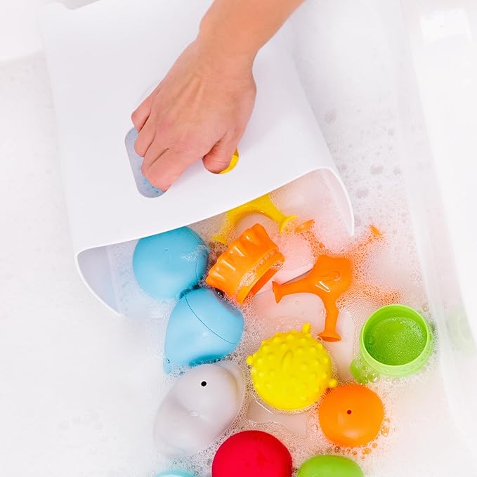 Ubbi Freestanding Bath Toy Organizer Bath Caddy with Removable Drying Rack Bin and Scoop for Toddlers and Baby, Gray (Pack of 6)