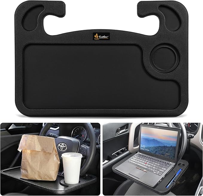 EcoNour Steering Wheel Desk Tray Compatible for Toyota RAV4 2019-2025 |Car Laptop Mount Tray with Pen Holder | Food & Drink Holder | Multipurpose Travel Car Accessories