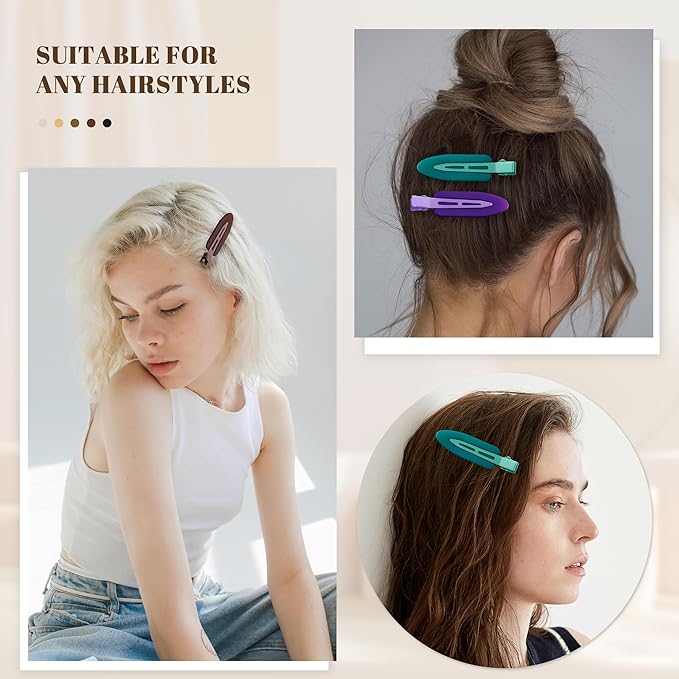 10 Pcs Creaseless No Crease No Bend Flat Hair Clips For Styling Non Slip Makeup Clips For Women Salon Hairstyle,Matte Brown Dark Blue Purple Green