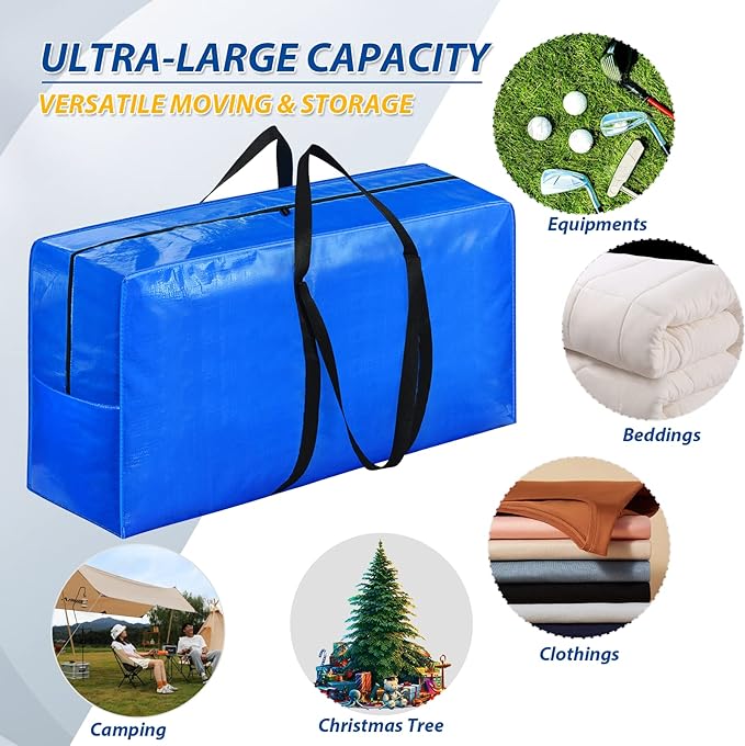 Extra Large Storage Bags, 41 Gallon XXL Jumbo Large Moving Bags Heavy Duty, Storage Totes Moving Boxes Supplies for College, Foldable Duffle Bag for Travel, 38x23x11inch - 2PACK
