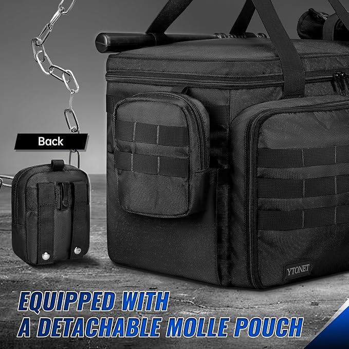 Patrol Bag Law Enforcement, Extra Large Police Gear Bag for Car Front Seat Organizer with a MOLLE Pouch & 15.6In Laptop Layer, Multiple Compartments Police Duty Bags Fit Passenger Seat, Pure Black