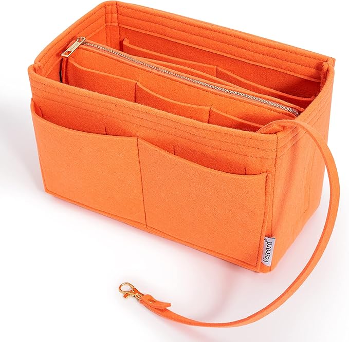 Vercord Felt Organizer Insert For Purse Handbag Tote Bag In Bag Inside Shaper Divider Neo Orange Small